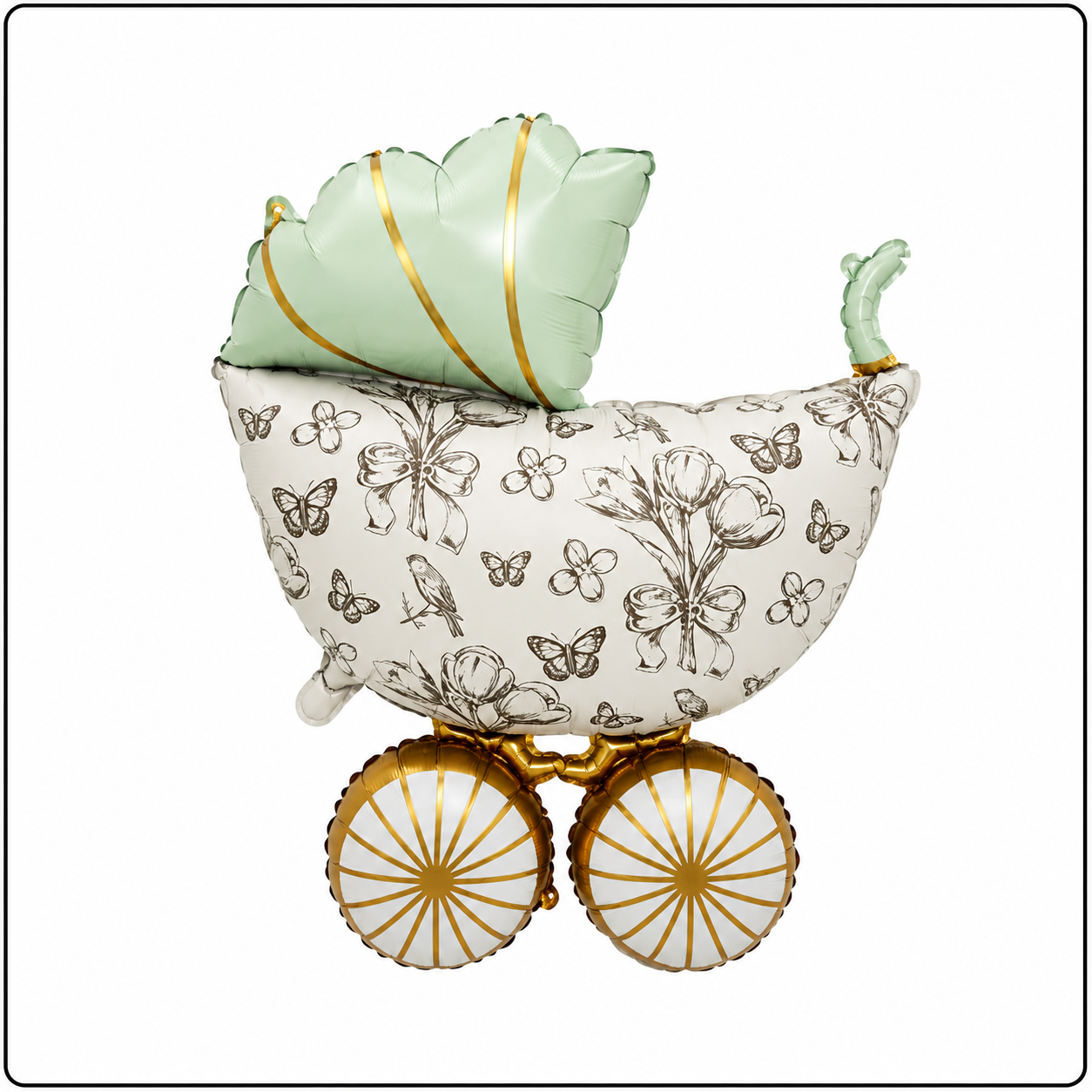 36"- Vintage Carriage Mint Green Foil Balloon