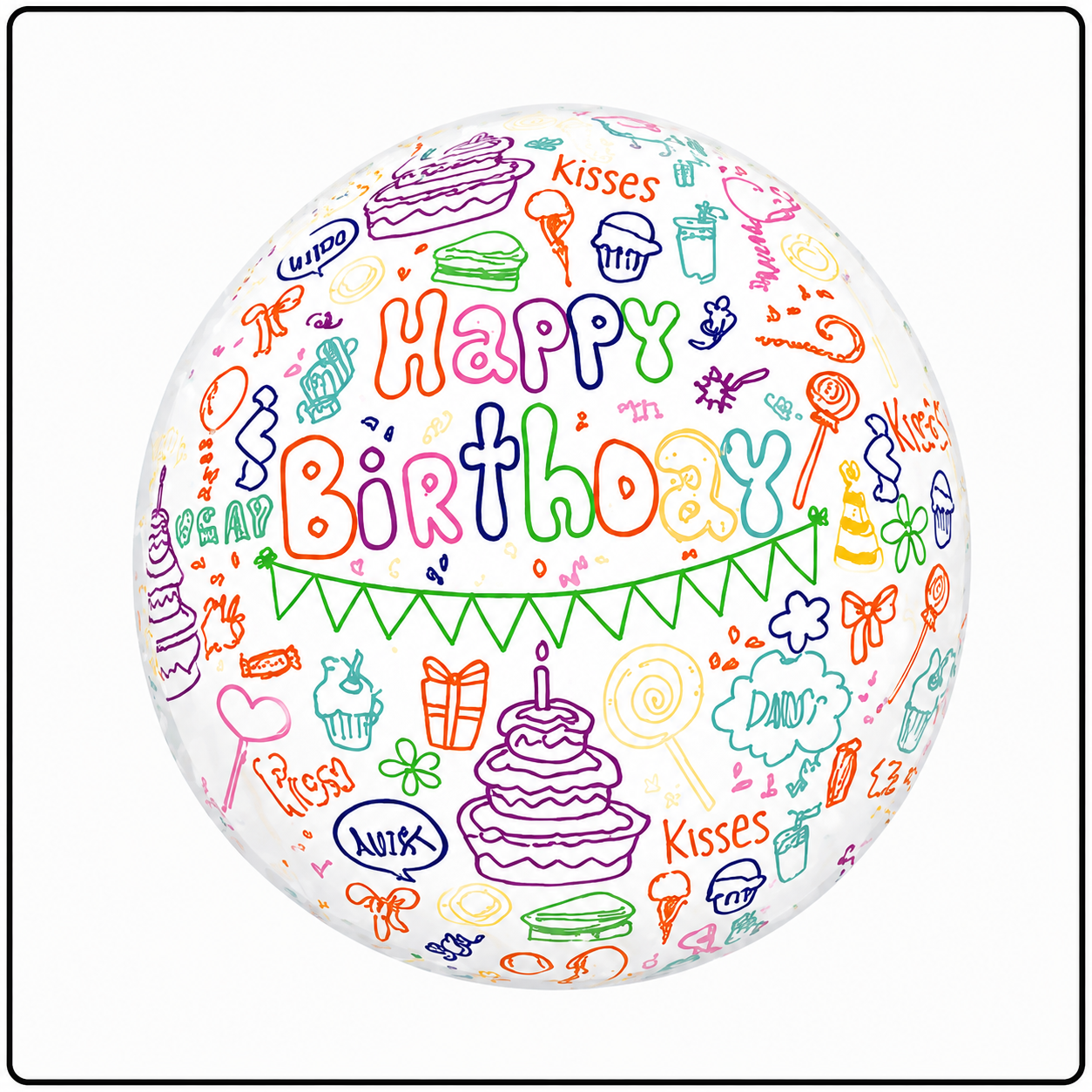 22"- Happy Birthday Doodles 4D Foil Balloon